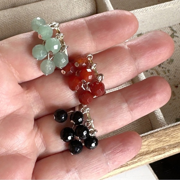 Onyx Carnelian Aventurine Adjustable cuff Victorian Cocktail statement ring - Picture 1 of 10